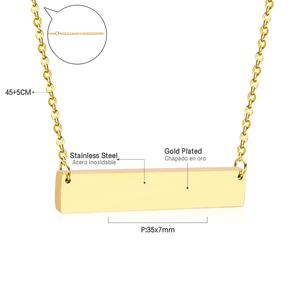 Collar de Barra Horizontal Personalizado de Acero Inoxidable Grabado, Chapado en Oro de 18K, Sin Deslustre, a la Moda - Product Image 3