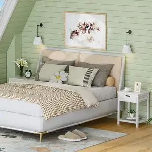 Đầu giường, bàn cạnh giường ngủ có ngăn kéo, Bàn vuông, bàn bên tre cho phòng ngủ, phòng khách, giá đỡ Đêm HiệN ĐạI màu trắng
