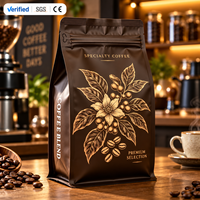 Großhandel Maßgefertigte Quadratische Bodentaschen mit Reißverschluss Oben VMPET/PE/BOPP Feuchtigkeitsbeständige Kaffee-Verpackungsbeutel für den Einzelhandel mit Kaffeebohnen