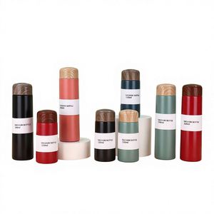 Custom 150ml Japanese Wood Grain Cover 304 Stainless Steel Mini Tea Divider Business Office Gift <b>Thermos</b> Pouch <b>Cup</b> Mug - Product Image 1