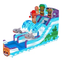 Toboggan gonflable Tiki Tovi's de 16 pieds à une voie avec zone de refoulement (PA NJ) en PVC, installation facile