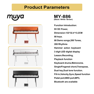MY MUSIC MY-886F Wooden MIDI Upright Digital Piano 88 Keys Hammer Action Electronic <b>Keyboard</b> 200 Tones Built-In Speaker Organ - Product Image 4