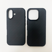 Funda de Teléfono Ultrafina de Fibra de Carbono Negra de Lujo para 18 17 16 Pro Max, Protección 360, Compatible con Carga Inalámbrica Magnética