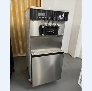 Zachte Serveren Ijs Machine Maker, 3 Smaken Commerciële Bevroren Yoghurt Zachte Ijshoorntjes Maker Machine 20-28l/H