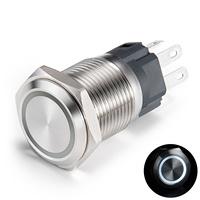 Bouton poussoir métallique étanche IP65 19 mm AC 220V, interrupteur marche/arrêt personnalisable avec indicateur LED