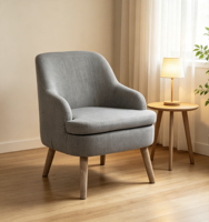 Fauteuil de loisirs inclinable de luxe Anji, minimaliste, gris, en bois doux, pour salon, appartement, salle à manger, hôtel, parc
