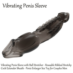 Reusable, textured, elastic penile sheath with vibration function and testicular stretch <b>ring</b> (wholesale) - Product Image 4
