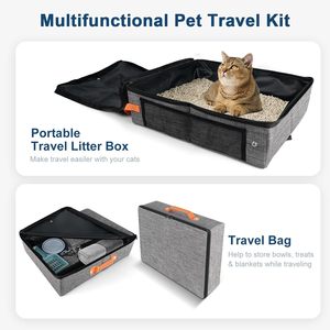 Foldable Waterproof Fabric Cat Litter <b>Box</b> 13.75x17.7x4.7 Inch Durable Easy Clean <b>Large</b> Capacity Pet Travel Accessory - Product Image 4