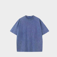T-shirt Homme 100% Coton Coupe Droite Épaules Tombantes Style Délavé à la Cotonnerie Manches Courtes Uni Style Ancien Européen Tricoté Anti-Plis Séchage Rapide