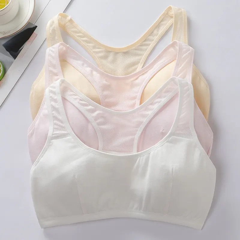 Developmental girl student high school sports vest bras pure cotton breathable girls wire free students cute children kids bra