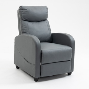 Sillón Reclinable Individual Moderno con Tapicería de Cuero, Estructura Metálica y Ajuste <span class=keywords><strong>Manual</strong></span> - Product Image 1