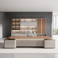 Bureau de direction de luxe en forme de L en MDF, style simple, pour PDG, table de réunion de direction