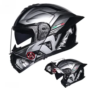 灰色骑士圆点Cascos Para Moto Abatibles摩托车头盔带遮阳板