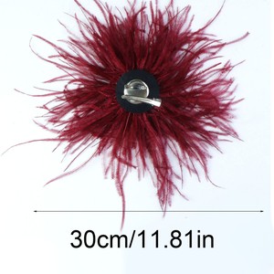 Broche Fleur Plume Artisanale Charmante 30CM pour Femme, Accessoire Coloré pour Chapeau et Vêtements, Idéal Mariages et Fêtes - Product Image 2
