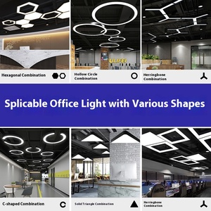 Trong nhà hình lục giác đèn chùm chiếu sáng LED Mặt dây chuyền Đèn lục giác ánh sáng mặt dây chuyền tuyến tính đèn cho văn phòng nhà siêu thị - Product Image 3