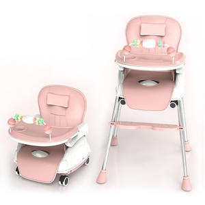 Chaise Haute de Repas Pliable 3 en 1 Pour Bébé avec Roues et Réhausseur Alimentation Enfants - Product Image 3