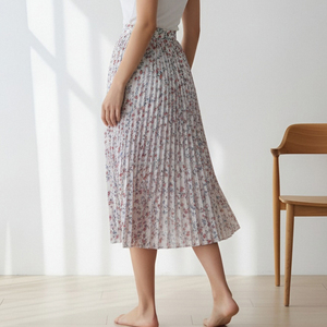 กระโปรงชีฟองพลีทพิมพ์ลายดอกไม้แบบกำหนดเองสำหรับผู้หญิง สวมใส่สบายๆ ในชีวิตประจำวัน - Product Image 2