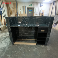 Comptoir de réception de bureau en pierre de quartz Corian noir, design unique, petits comptoirs de caisse pour supermarchés