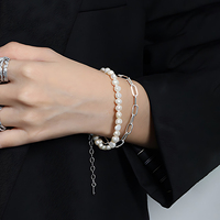 Bracelet en perles de nacre baroque naturelles pour femmes, argent sterling 925, perles tendance, bracelets de créateur, vente en gros, bijoux fins