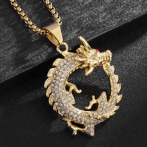 Collier Dragon en Acier Inoxydable Plaqué Or Fatingna – Nouvelle Tendance Chaîne Maillons pour Anniversaire – Vente Flash - Product Image 1