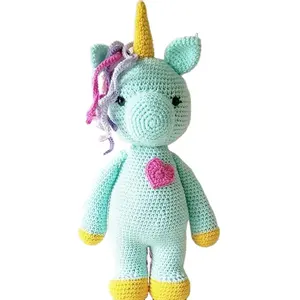Muñeco de unicornio de ganchillo personalizado, hecho a mano Animal de peluche, unicornio de ganchillo