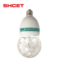 Prix pas cher nouveau design 7W scène rotative RGB LED ampoule lumière AC110v 220v E27 B22 plastique de SHCET