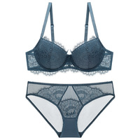 Sous-vêtements sexy en dentelle pour cils Grande taille Grande poitrine Petit soutien-gorge anti-affaissement