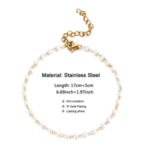 Fashion Tiny Stainless Steel Pearl <strong>Beaded</strong> Sterling <strong>Silver</strong> Bangle <strong>Bracelet</strong> - Product Image 4