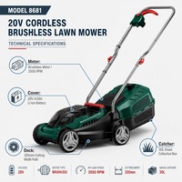 Tondeuse à gazon sans fil à 3 positions de réglage de la hauteur, 20 à 60 mm, coupe-herbe sans balais pour la tonte des jardins privés