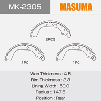 Kit de pièces automobiles MASUMA MK-2305, mâchoires de frein 04047-26070 04495-25120 04495-26050 pour TOYOTA DYNA