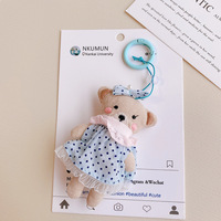 Porte-clés en tissu de la série de poupées animales mignonnes, pendentif de sac en forme de pingouin en tissu, petit porte-clés ours de dessin animé