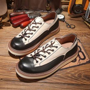 Handcrafted Designer Genuine Leather Lace-up Waterproof Breathable Retro <b>Height</b> <b>Increasing</b> Men's Party <b>Shoes</b> - Product Image 3