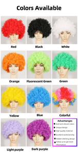 FX-HA23 Halloween Costume Perruque Coloré Moelleux Fibre Synthétique Cheveux Réglable Haute Dentelle Football Fan Coiffe Clown Personnalisé - Product Image 2