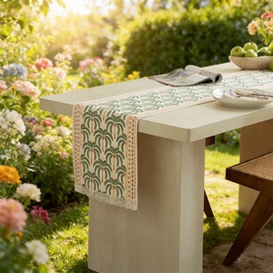 <span class=keywords><strong>Camino</strong></span> <span class=keywords><strong>de</strong></span> <span class=keywords><strong>Mesa</strong></span> con Estampado Botánico <span class=keywords><strong>de</strong></span> Girasoles, Palmeras y Margaritas, con Flecos, Resistente al Calor y a los Arañazos, Decoración para el Hogar - Product Image 2