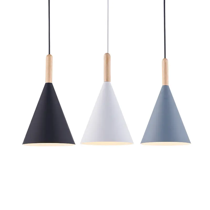 hot sale Nordic creative Makaron Decorative Wooden Pole Restaurant Dining Room Metal Pendant Lamp