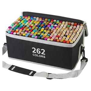 262pcs/<b>set</b> Portable Poster Colour DIY Making Pen Acrylic Art <b>Paint</b> Dual Tip Markers Pen <b>Set</b> - Product Image 1