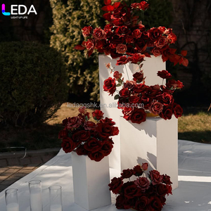 LEDA High Quality Outdoor Wedding Decoration Flower Stand <b>White</b> <b>Acrylic</b> Square Cake Stand for Wedding - Product Image 4