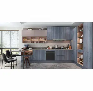 Armoire de cuisine en bois MDF, laque avec porte brillante, modulaire, design personnalisé, haute qualité
