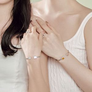 Dylam Exclusive Design 925 Sterling <b>Silver</b> Rhodium Plated Rectangle Diamond 8A Zirconia Sparkling Women <b>Cuff</b> <b>Bracelet</b> Bangle - Product Image 3