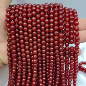 Perles rondes en agate rouge naturelle de 4 mm, 6 mm, 8 mm, 10 mm, 12 mm, qualité A, pierres de cornaline vibrantes, brins pour la fabrication de bijoux, bricolage - Product Image 1