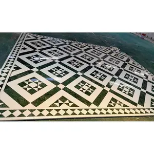 Wholesale beige marble square marble waterjet medallion for floor