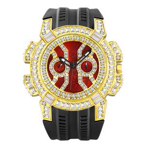Reloj de lujo único con diamantes para hombre, reloj dorado redondo único, esfera de marca personalizada, reloj de pulsera de cuarzo de lujo con circonita helada - Product Image 4