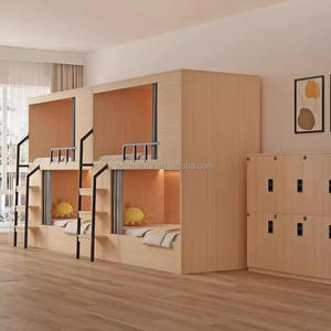 Cama tipo litera para hotel, cama cápsula todo incluido para hotel, juego de muebles para apartamento, cama doble baja para dormitorio de estudiantes, personalizable - Product Image 5