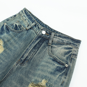 Bufa geniş bacak kot kadınlar yüksek sokak boya pantolon sıkıntılı kadın artı boyutu Baggy kot - Product Image 3