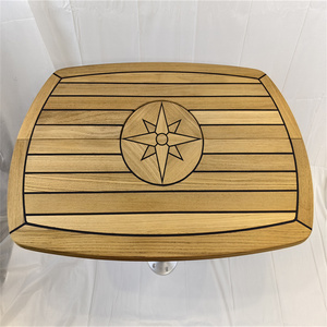 Barrel <b>Folding</b> Teak <b>Table</b> Top 300/610X940mm,11.8/24X37 Inch Star Inlay Marine Boat Yacht TC642 TC642 TC642 - Product Image 2