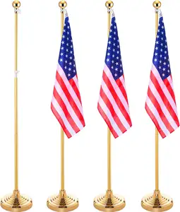 Bandiera del supporto del pavimento con stampa a colori in poliestere da terra campagna per interni e argento bandiera personalizzata per ufficio con pennone di Base