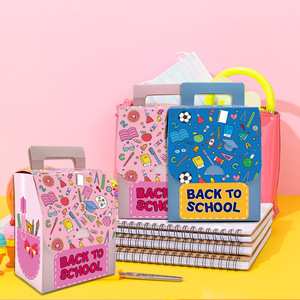 Caja de Regalo de Cartón con Forma de Mochila Escolar para Dulces y Galletas, Cajas Plegables para Fiestas de Regreso a Clases con Asa para Regalos Infantiles - Product Image 1