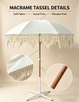 Parasol moderne bohème tropical en macramé avec franges, imperméable, en acier inoxydable, grand format, pour terrasse extérieure, pelouse, cour, restaurant