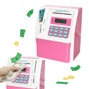 Cofrinho multifuncional com senha atm, brinquedo com cofre para moedas eletrônico, economia de senha para crianças