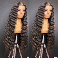 Pelucas de Cabello Humano Virgen Brasileño Transparente HD 13X6 para Frontal, 250% de Densidad, Rizado Ondulado Profundo, 30 Pulgadas, Cutícula Alineada
